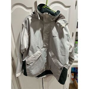 Vintage Nike Anorak Light Jacket Sz XL White 90s Fleece Lined Embroidered Swoosh